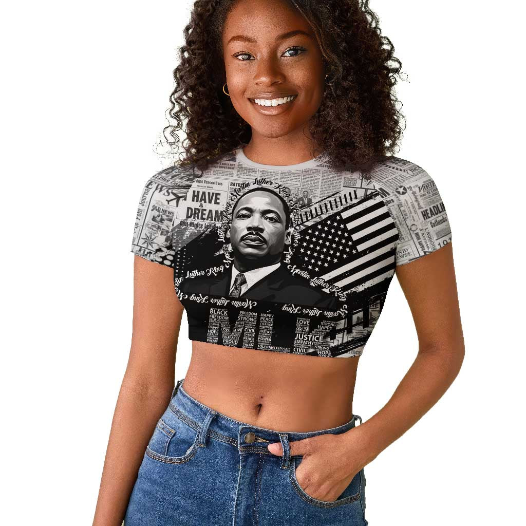 I Have A Dream MLK Raglan Cropped T shirt Newspaper Grunge Style - Wonder Print Shop
