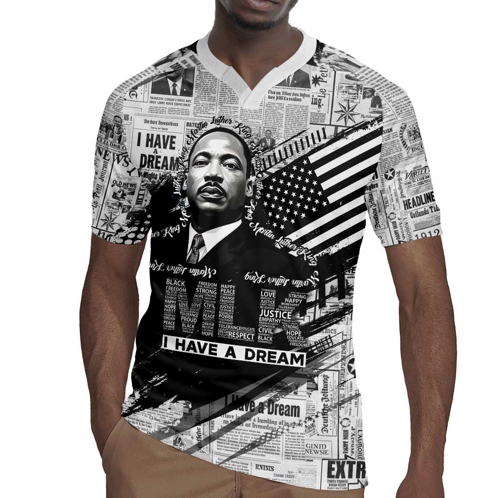 I Have A Dream MLK Rugby Jersey Newspaper Grunge Style - Wonder Print Shop