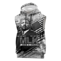 I Have A Dream MLK Sleeveless Hoodie Newspaper Grunge Style - Wonder Print Shop