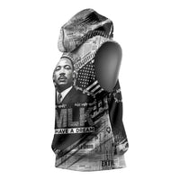 I Have A Dream MLK Sleeveless Hoodie Newspaper Grunge Style - Wonder Print Shop