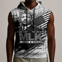 I Have A Dream MLK Sleeveless Hoodie Newspaper Grunge Style - Wonder Print Shop