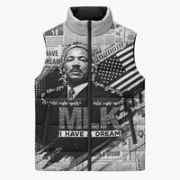 I Have A Dream MLK Sleeveless Puffer Jacket Newspaper Grunge Style - Wonder Print Shop