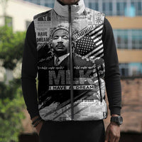 I Have A Dream MLK Sleeveless Puffer Jacket Newspaper Grunge Style - Wonder Print Shop