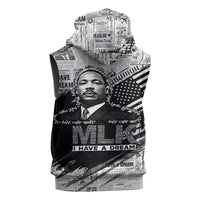 I Have A Dream MLK Sleeveless Zip Hoodie Newspaper Grunge Style - Wonder Print Shop