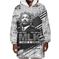 I Have A Dream MLK Wearable Blanket Hoodie Newspaper Grunge Style - Wonder Print Shop
