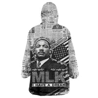 I Have A Dream MLK Wearable Blanket Hoodie Newspaper Grunge Style - Wonder Print Shop