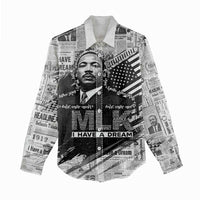 I Have A Dream MLK Women Casual Shirt Newspaper Grunge Style - Wonder Print Shop