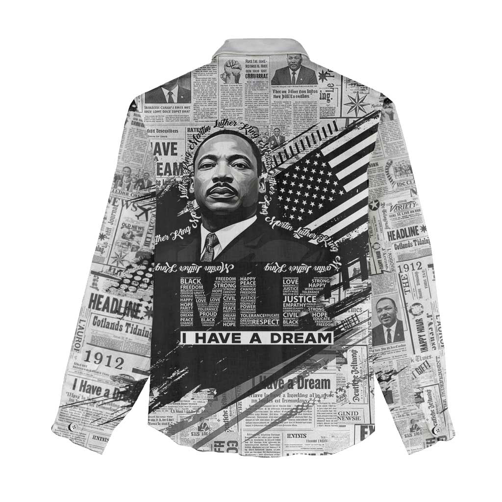 I Have A Dream MLK Women Casual Shirt Newspaper Grunge Style - Wonder Print Shop