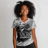 I Have A Dream MLK Women V-Neck T-Shirt Newspaper Grunge Style - Wonder Print Shop