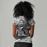 I Have A Dream MLK Women V-Neck T-Shirt Newspaper Grunge Style - Wonder Print Shop