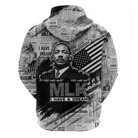 I Have A Dream MLK Zip Hoodie Newspaper Grunge Style - Wonder Print Shop