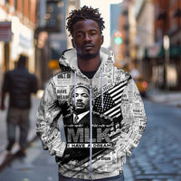 I Have A Dream MLK Zip Hoodie Newspaper Grunge Style - Wonder Print Shop