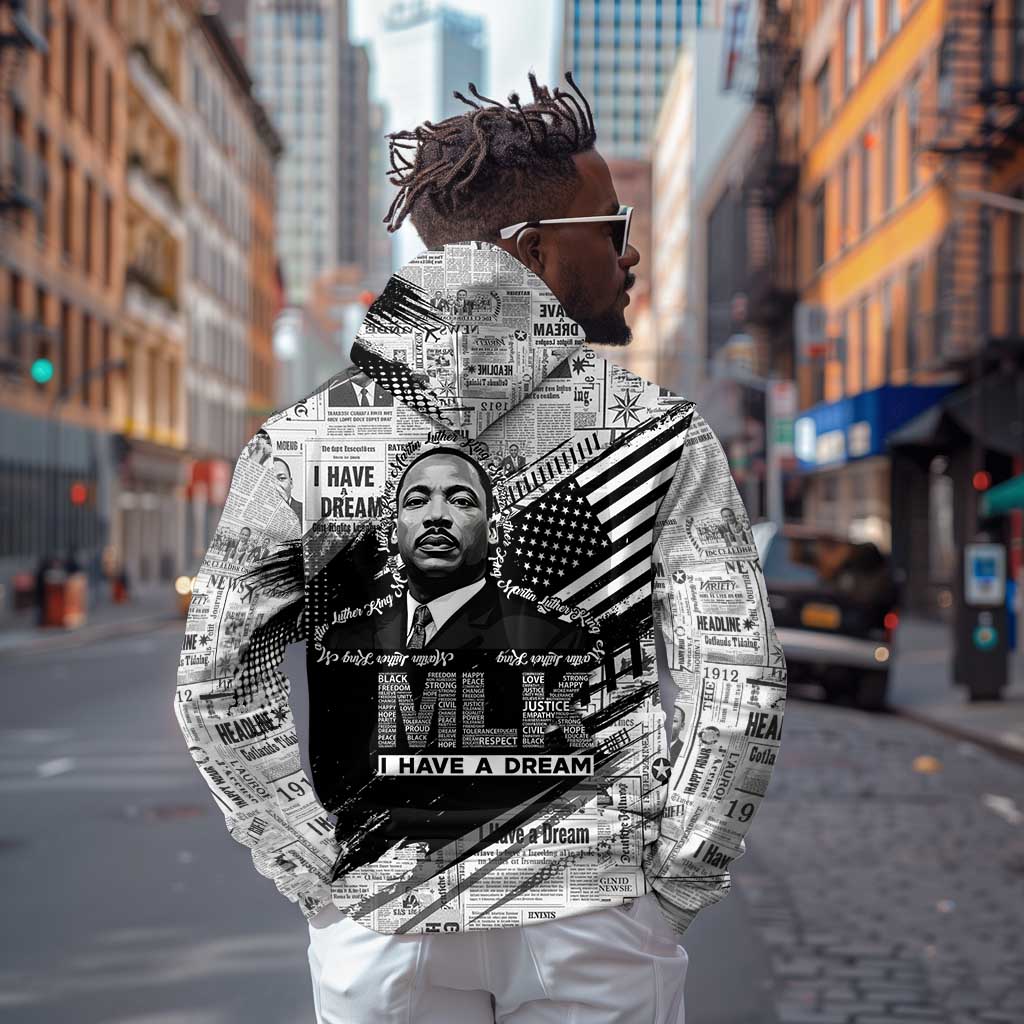 I Have A Dream MLK Zip Hoodie Newspaper Grunge Style - Wonder Print Shop