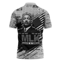 I Have A Dream MLK Zipper Polo Shirt Newspaper Grunge Style - Wonder Print Shop