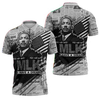 I Have A Dream MLK Zipper Polo Shirt Newspaper Grunge Style - Wonder Print Shop