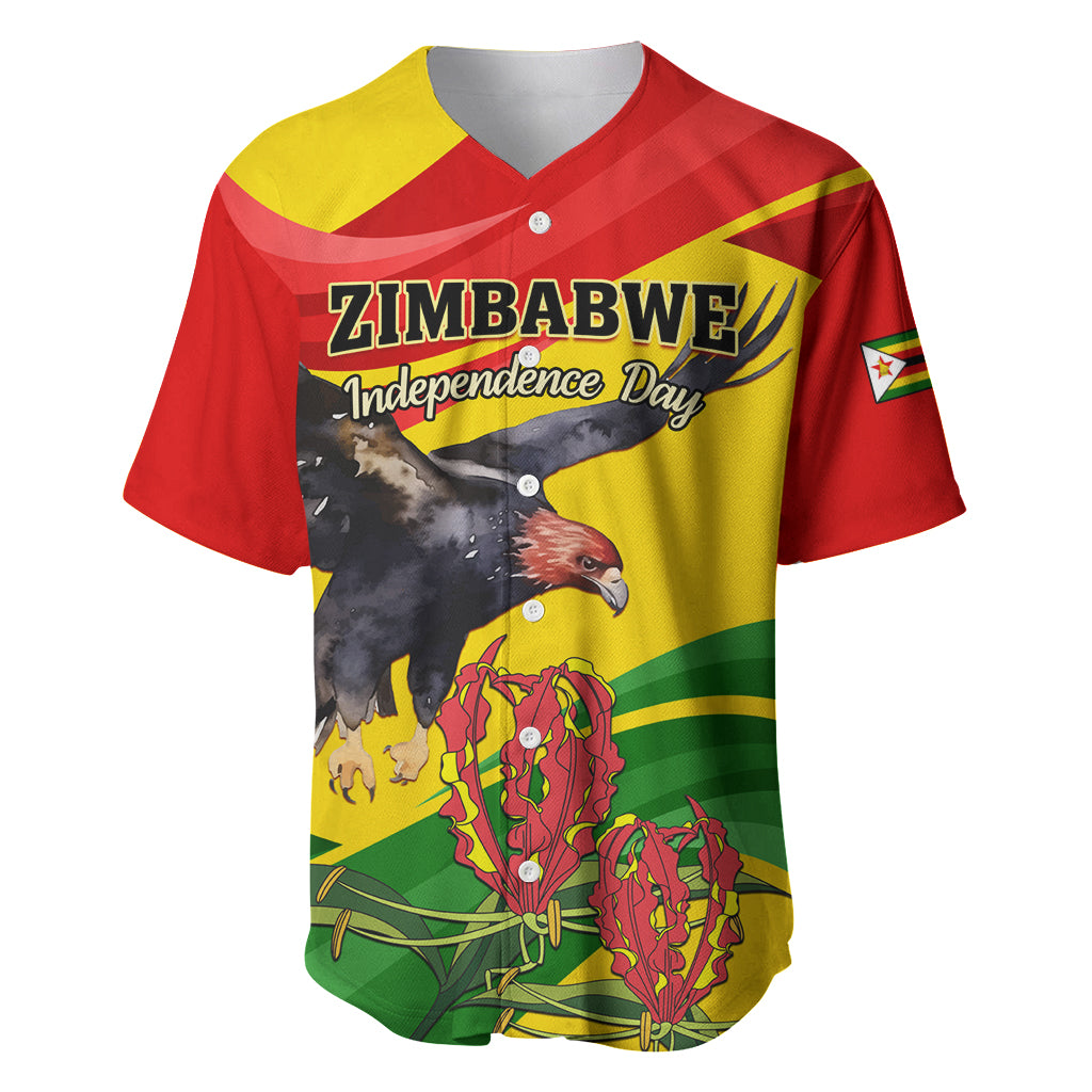 Zimbabwe Independence Day Baseball Jersey Chapungu Bird With Flame Lily - Wonder Print Shop