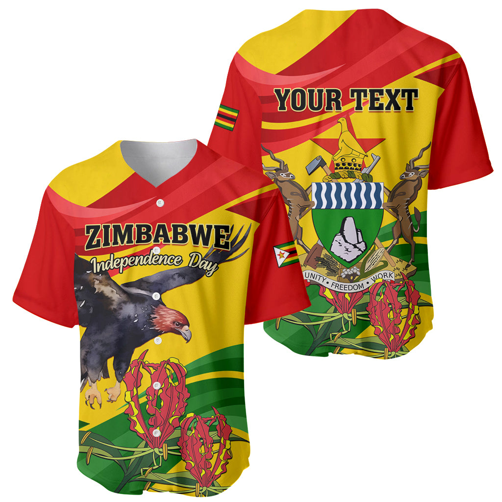 Zimbabwe Independence Day Baseball Jersey Chapungu Bird With Flame Lily - Wonder Print Shop