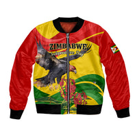 Zimbabwe Independence Day Bomber Jacket Chapungu Bird With Flame Lily - Wonder Print Shop