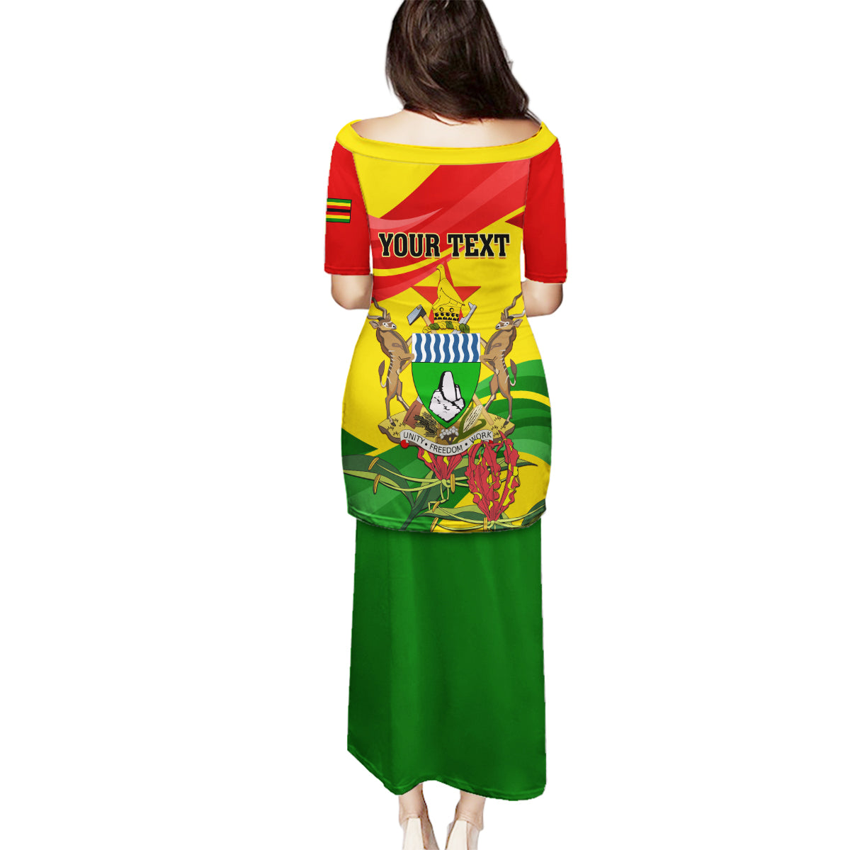 Zimbabwe Independence Day Family Matching Puletasi and Hawaiian Shirt Chapungu Bird With Flame Lily - Wonder Print Shop