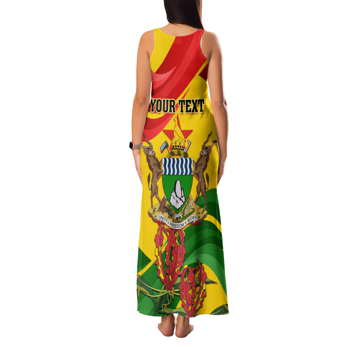Zimbabwe Independence Day Family Matching Tank Maxi Dress and Hawaiian Shirt Chapungu Bird With Flame Lily - Wonder Print Shop