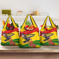 Zimbabwe Independence Day Grocery Bag Chapungu Bird With Flame Lily