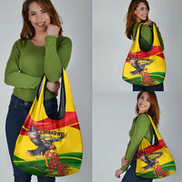 Zimbabwe Independence Day Grocery Bag Chapungu Bird With Flame Lily