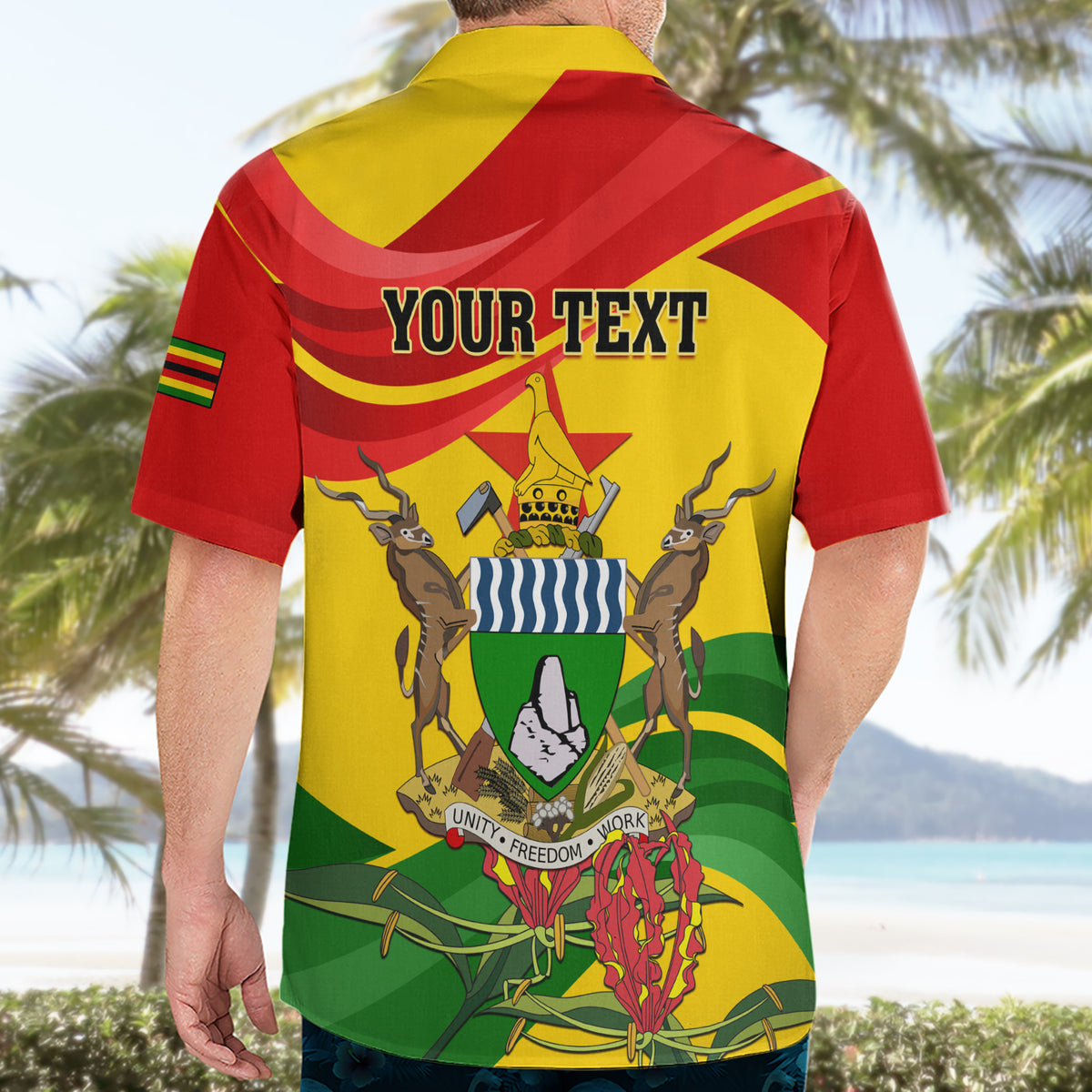 Zimbabwe Independence Day Hawaiian Shirt Chapungu Bird With Flame Lily - Wonder Print Shop