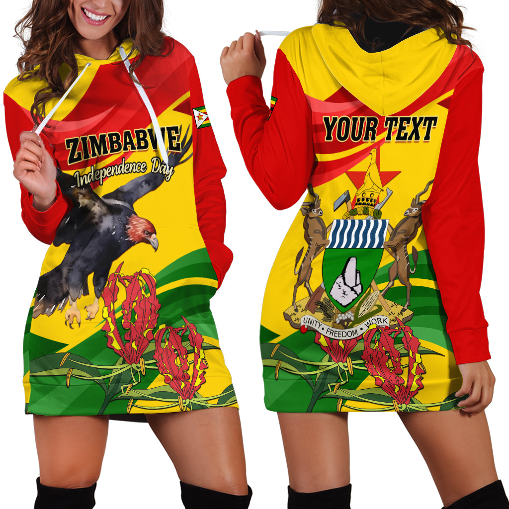 Zimbabwe Independence Day Hoodie Dress Chapungu Bird With Flame Lily - Wonder Print Shop