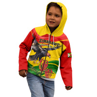 Zimbabwe Independence Day Kid Hoodie Chapungu Bird With Flame Lily - Wonder Print Shop