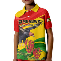 Zimbabwe Independence Day Kid Polo Shirt Chapungu Bird With Flame Lily - Wonder Print Shop
