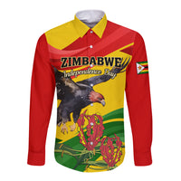 Zimbabwe Independence Day Long Sleeve Button Shirt Chapungu Bird With Flame Lily - Wonder Print Shop