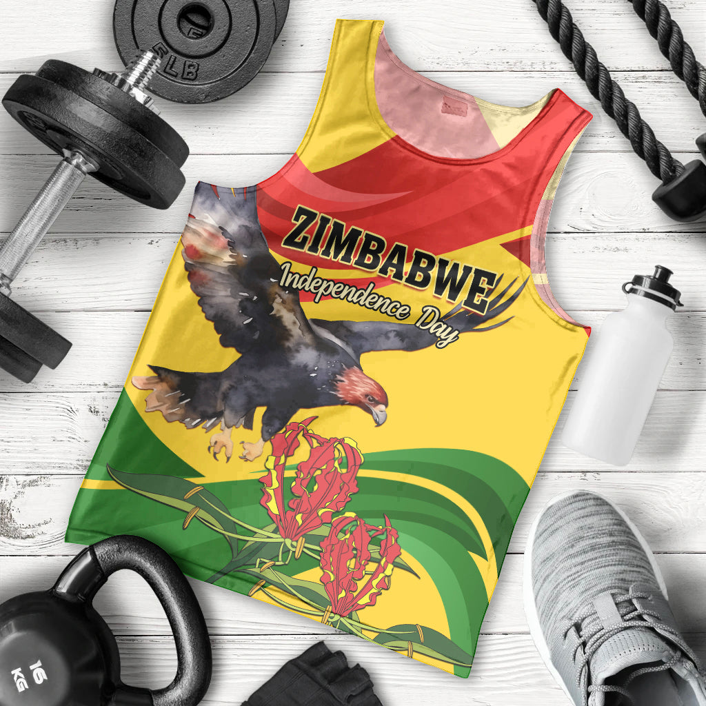 Zimbabwe Independence Day Men Tank Top Chapungu Bird With Flame Lily - Wonder Print Shop