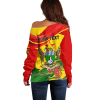 Zimbabwe Independence Day Off Shoulder Sweater Chapungu Bird With Flame Lily - Wonder Print Shop