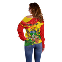 Zimbabwe Independence Day Off Shoulder Sweater Chapungu Bird With Flame Lily - Wonder Print Shop