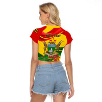 Zimbabwe Independence Day Raglan Cropped T Shirt Chapungu Bird With Flame Lily - Wonder Print Shop