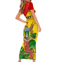Zimbabwe Independence Day Short Sleeve Bodycon Dress Chapungu Bird With Flame Lily - Wonder Print Shop