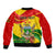 Zimbabwe Independence Day Sleeve Zip Bomber Jacket Chapungu Bird With Flame Lily - Wonder Print Shop