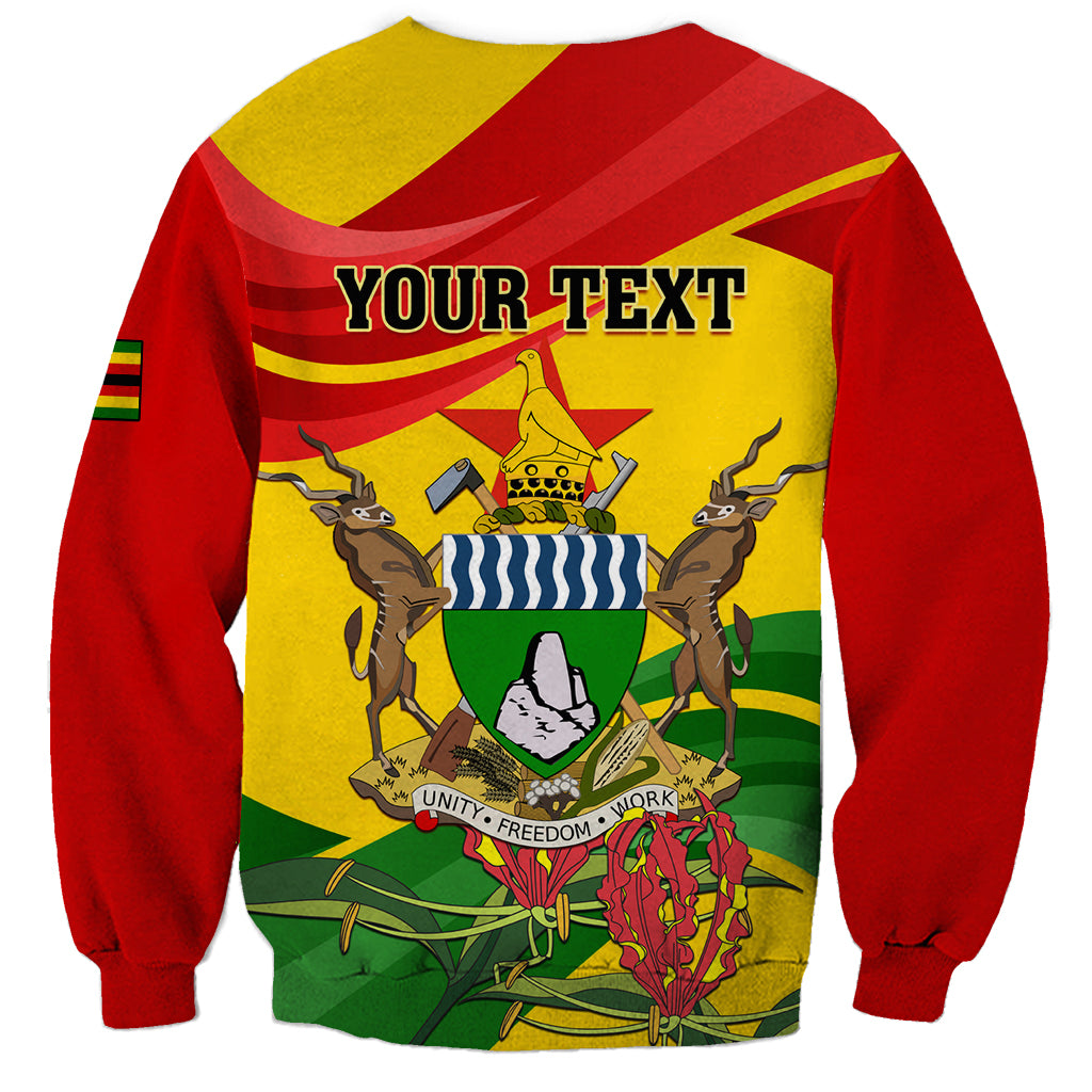 Zimbabwe Independence Day Sweatshirt Chapungu Bird With Flame Lily - Wonder Print Shop
