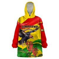 Zimbabwe Independence Day Wearable Blanket Hoodie Chapungu Bird With Flame Lily - Wonder Print Shop