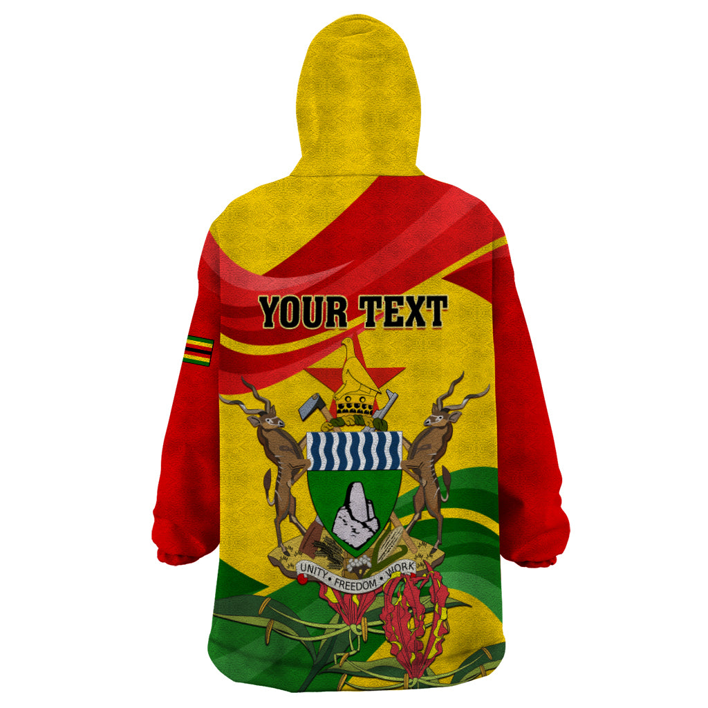 Zimbabwe Independence Day Wearable Blanket Hoodie Chapungu Bird With Flame Lily - Wonder Print Shop