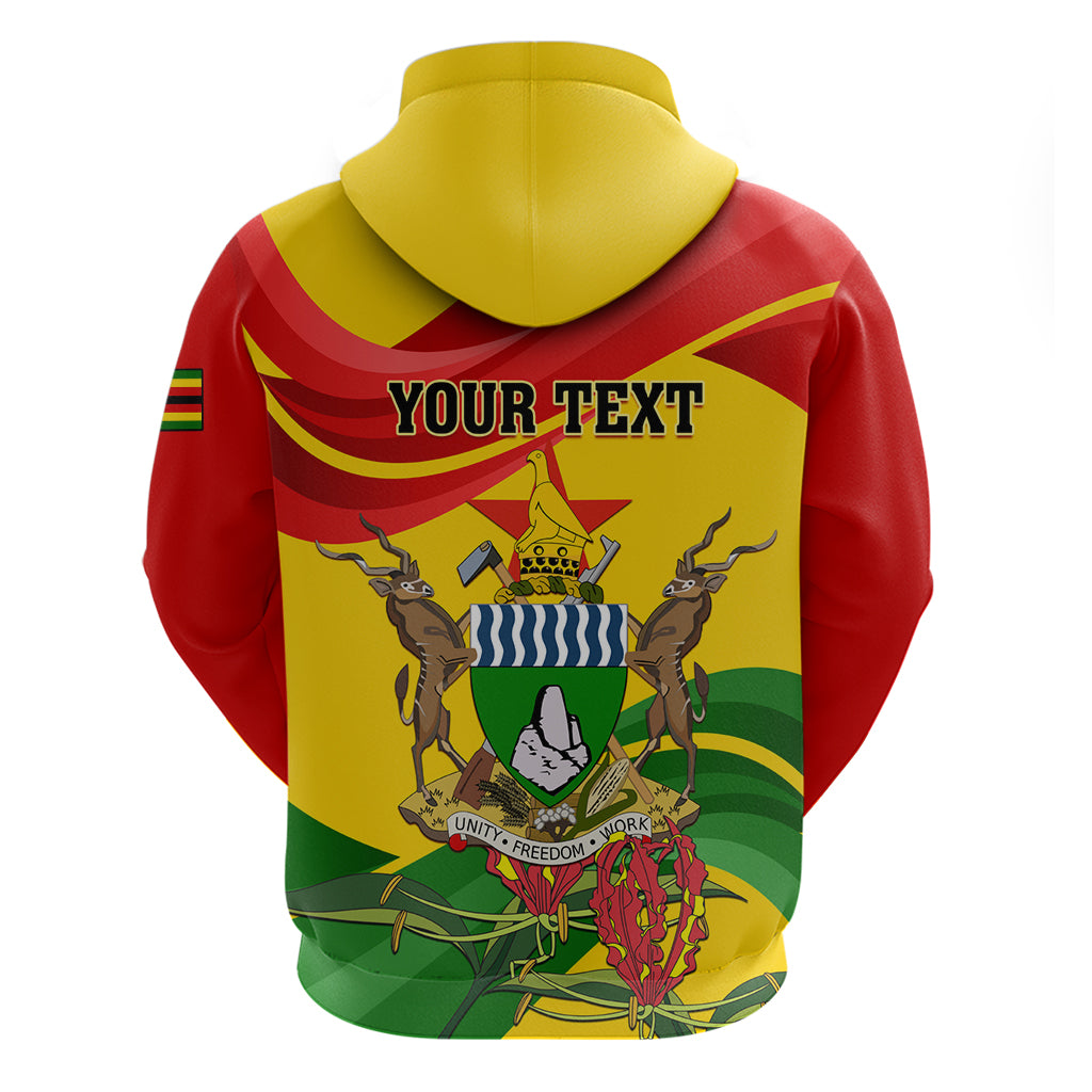 Zimbabwe Independence Day Zip Hoodie Chapungu Bird With Flame Lily - Wonder Print Shop