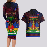 Haitian Flag Day Couples Matching Long Sleeve Bodycon Dress and Hawaiian Shirt La fete du drapeau Haitien - Wonder Print Shop