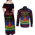 Haitian Flag Day Couples Matching Off Shoulder Maxi Dress and Long Sleeve Button Shirt La fete du drapeau Haitien