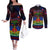 Haitian Flag Day Couples Matching Off The Shoulder Long Sleeve Dress and Long Sleeve Button Shirt La fete du drapeau Haitien