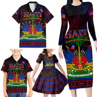 Haitian Flag Day Family Matching Long Sleeve Bodycon Dress and Hawaiian Shirt La fete du drapeau Haitien - Wonder Print Shop