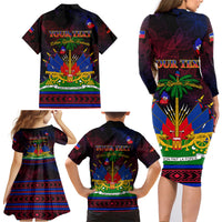 Haitian Flag Day Family Matching Long Sleeve Bodycon Dress and Hawaiian Shirt La fete du drapeau Haitien - Wonder Print Shop