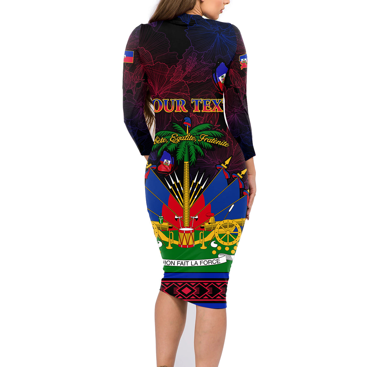 Haitian Flag Day Family Matching Long Sleeve Bodycon Dress and Hawaiian Shirt La fete du drapeau Haitien - Wonder Print Shop