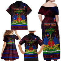 Haitian Flag Day Family Matching Off Shoulder Maxi Dress and Hawaiian Shirt La fete du drapeau Haitien - Wonder Print Shop