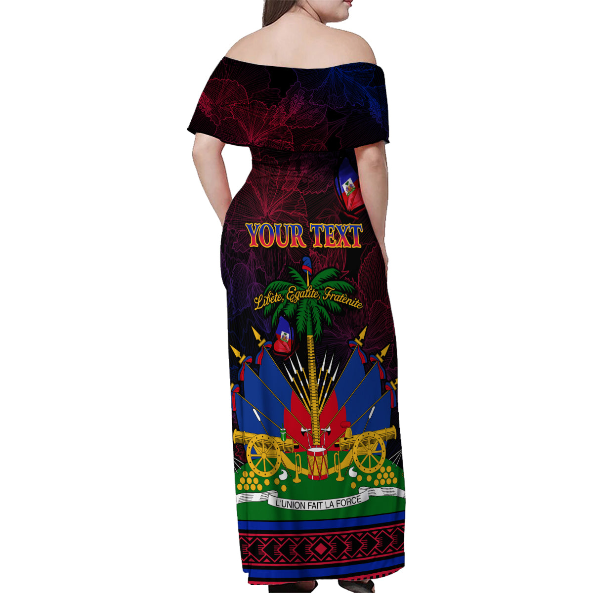 Haitian Flag Day Family Matching Off Shoulder Maxi Dress and Hawaiian Shirt La fete du drapeau Haitien - Wonder Print Shop