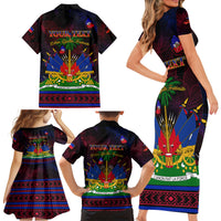 Haitian Flag Day Family Matching Short Sleeve Bodycon Dress and Hawaiian Shirt La fete du drapeau Haitien - Wonder Print Shop